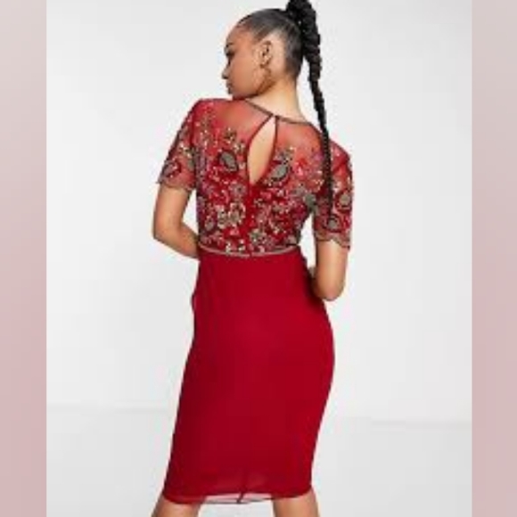 NWT Spectacular Red Illusions Cocktail Dress By Virgos Lounge. Size 8 - Picture 5 of 16